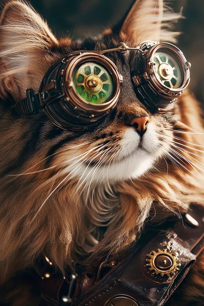 Katze mit Steampunk-Brille