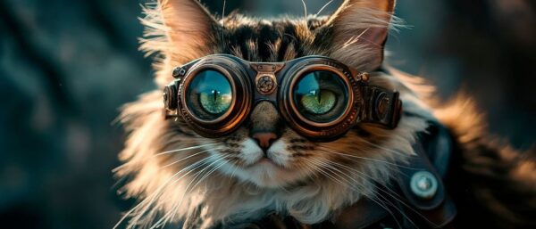 Katze mit Steampunk-Brille – Kreativ