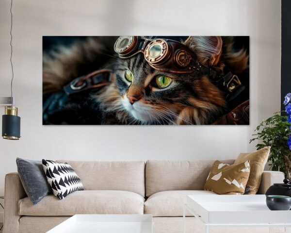 Katze mit Steampunk-Brille – Nahaufnahme