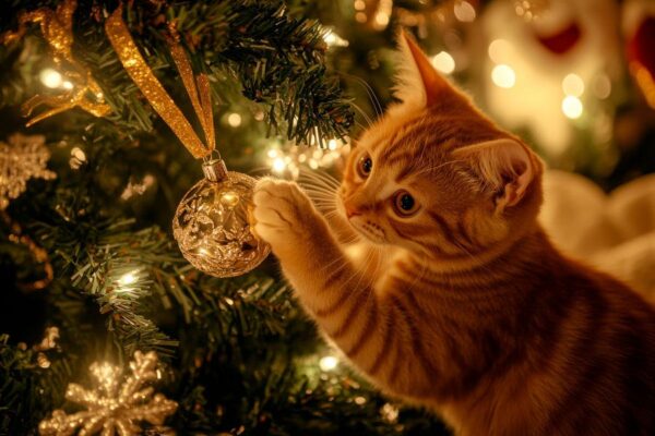 Katzen Weihnachtsfreude