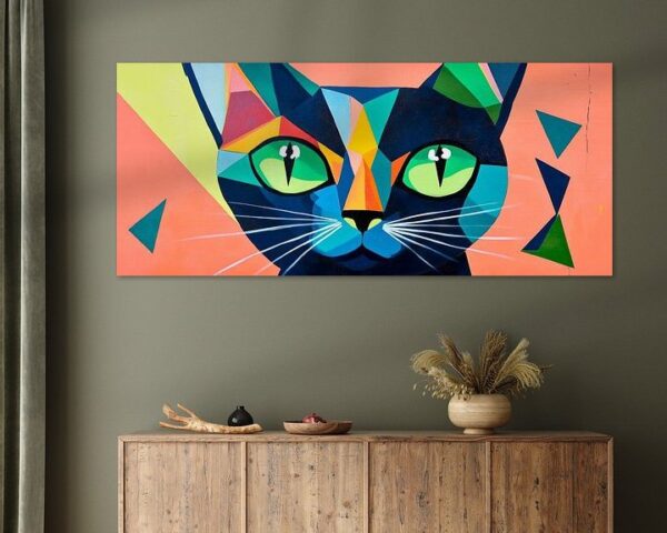 Katzenblick in Farbenpracht Geometrischer Traum einer Katze