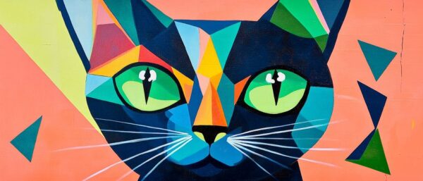 Katzenblick in Farbenpracht Geometrischer Traum einer Katze