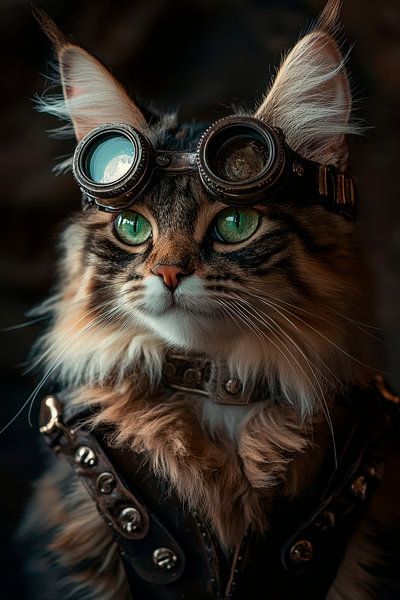 Katzengadget im Steampunk-Stil