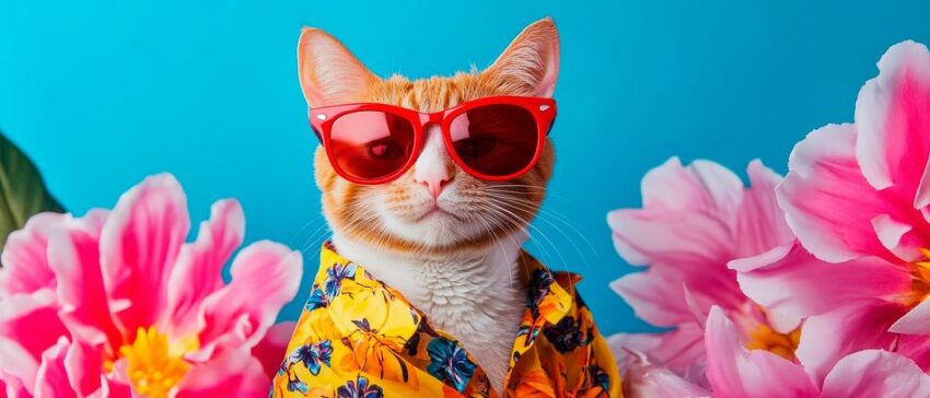 Katzenurlaub im Blütenmeer – Sommerlich