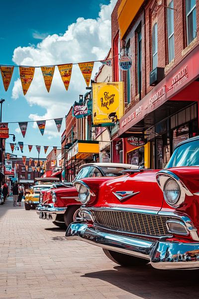 Klassische Autos in Stadtstraße