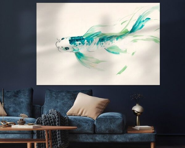 Koi-Fisch in sanften Aqua-Tönen – Aquarell