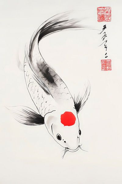 Koi-Fisch in Schwarz-Weiß – Japandesign