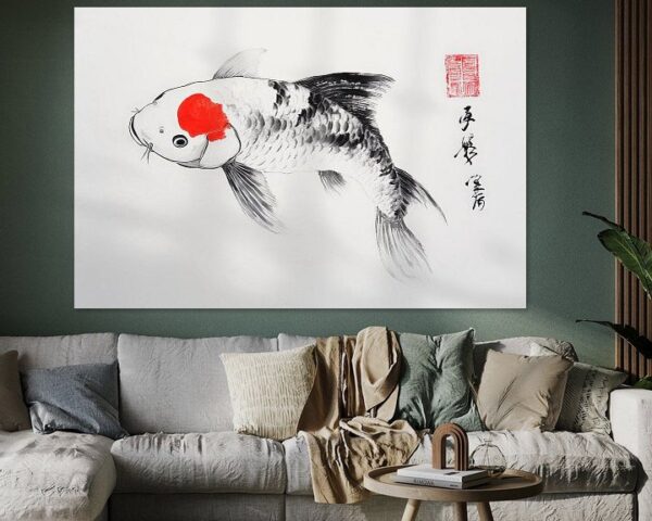 Koi-Fisch in Schwarz-Weiß – Zen-Kunst