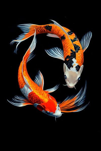 Koi-Fische im Zwiegesang – Elegante Farben