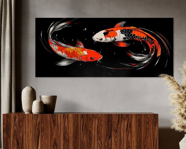 Koi-Fische in harmonischem Zusammenspiel