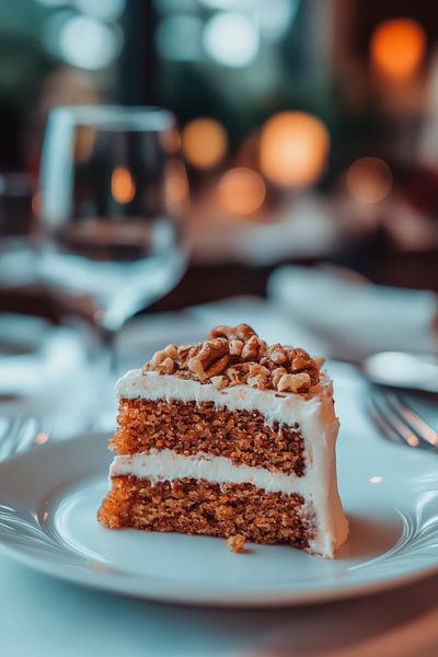 Köstliches Stück Nusstorte im Restaurant