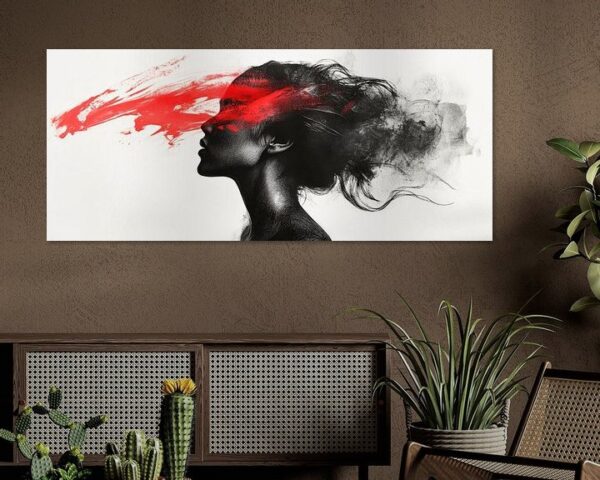 Kreative Silhouette mit rotem Akzent