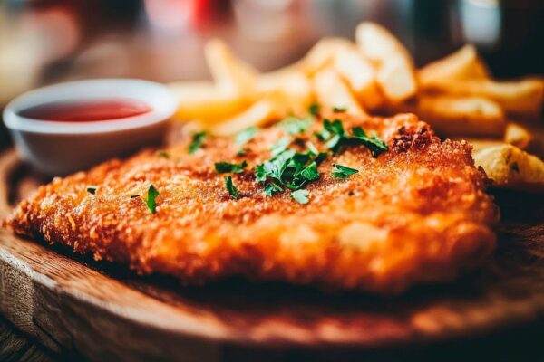 Krosses Fischfilet mit Pommes Frites