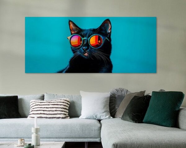 Kühle schwarze Katze mit Sonnenbrille