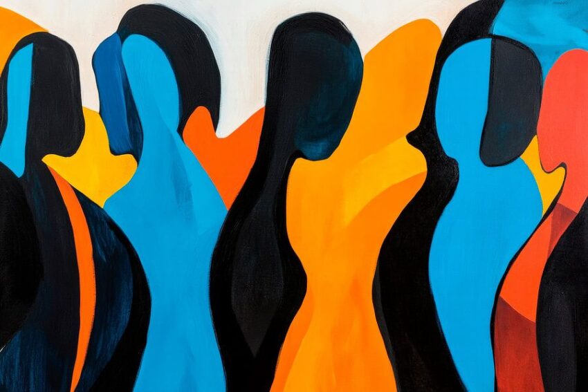 Kunstvolle Silhouetten in Farben