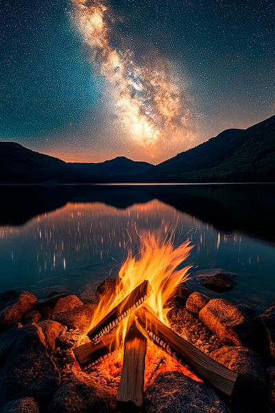 Lagerfeuer unter dem Sternenhimmel