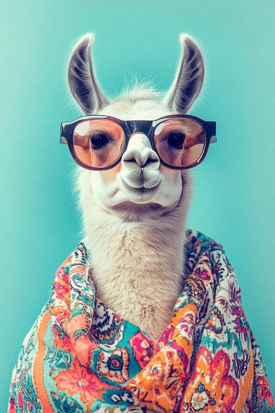 Lama mit Brille