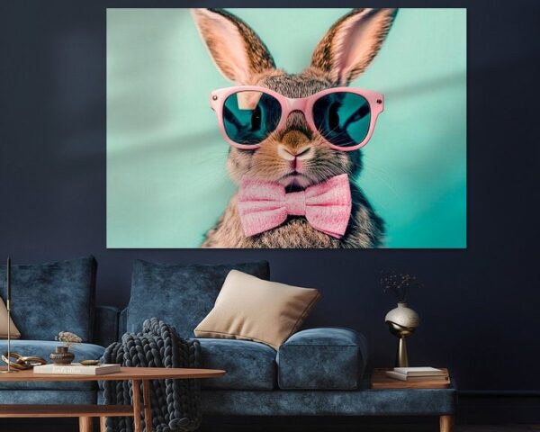 Lässiger Hase mit Sonnenbrille und Schleife