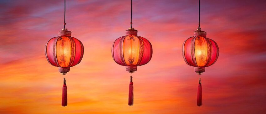 Laternen im Abendlicht