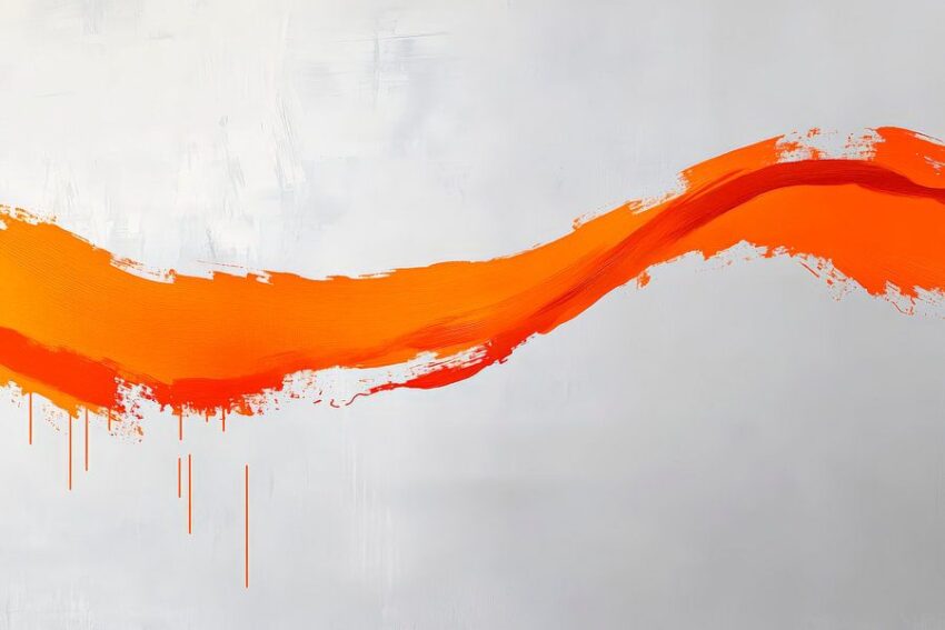 Lebendige orange Linie auf Weiß – Abstrakt