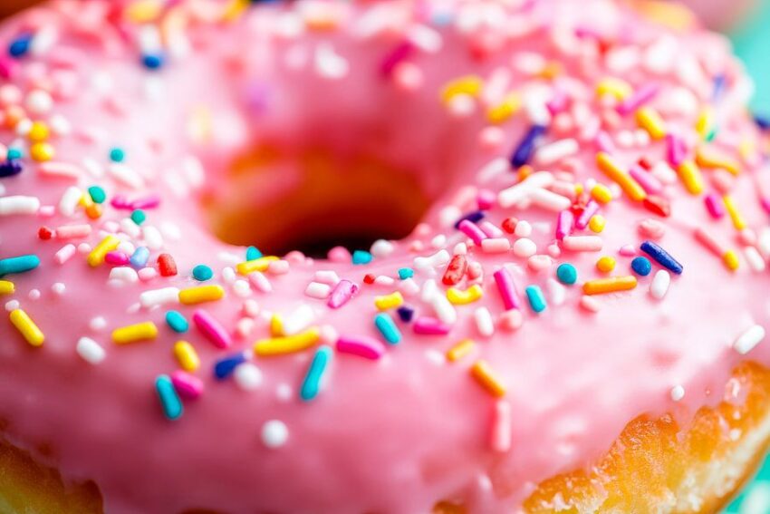 Leckere bunte Donuts mit Zuckerglasur