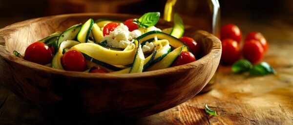 Leckere Zucchini-Pasta mit Kirschtomaten