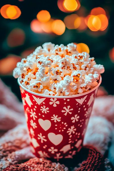 Leckerer Popcornbecher mit Festtagsdesign