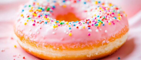 Leckerer rosa Donut mit Streuseln