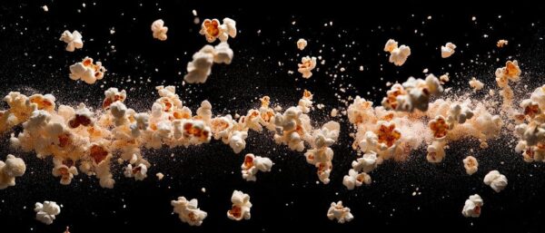 Leuchtende Popcornexplosion im Dunkeln