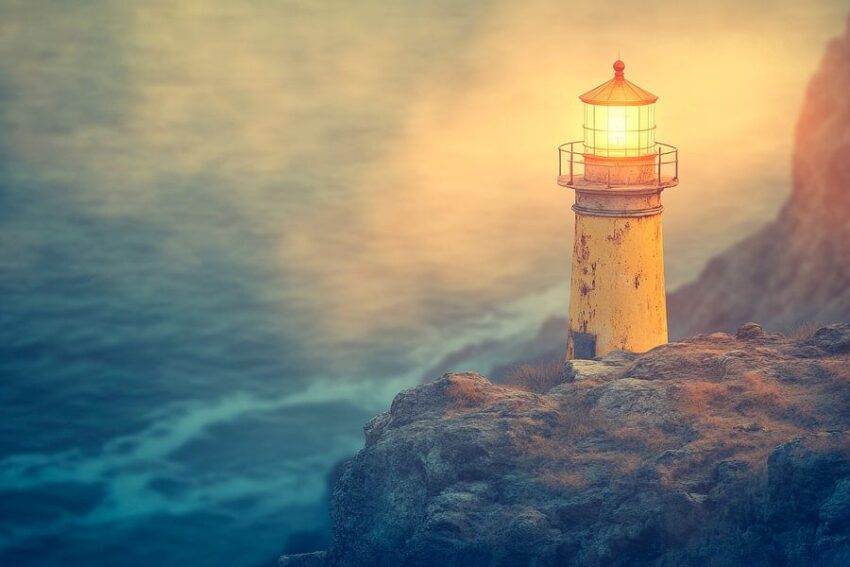 Leuchtturm im sanften Abendlicht