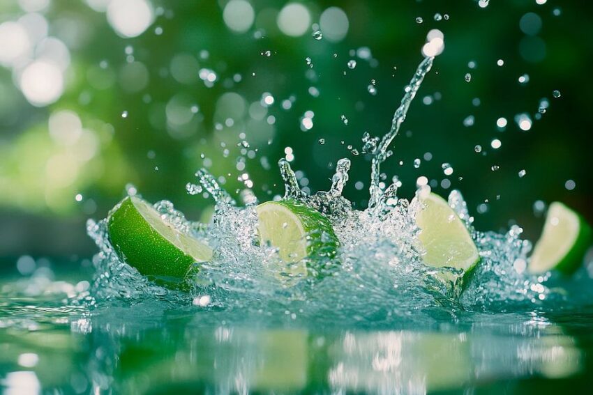 Limetten-Splash in erfrischendem Grün