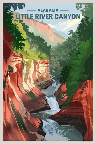 Little River Canyon, Alabama Vintage Travel Poster