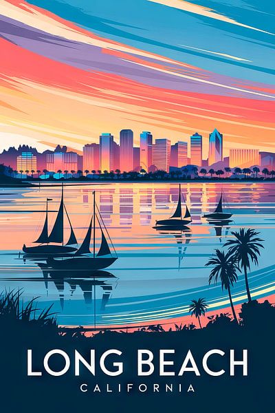 Long Beach, California Vintage Travel Poster