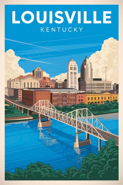 Louisville, Kentucky Vintage Travel Poster