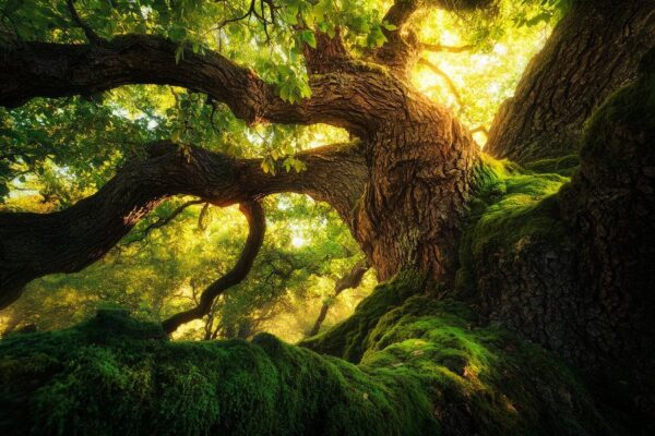 Majestätischer Baum im Sonnenlicht