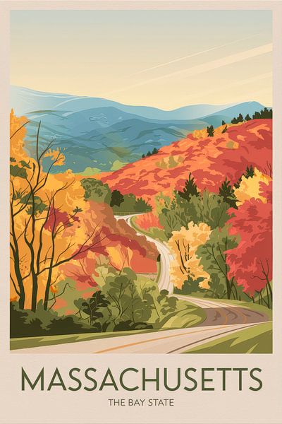 Massachusetts Vintage Travel Poster