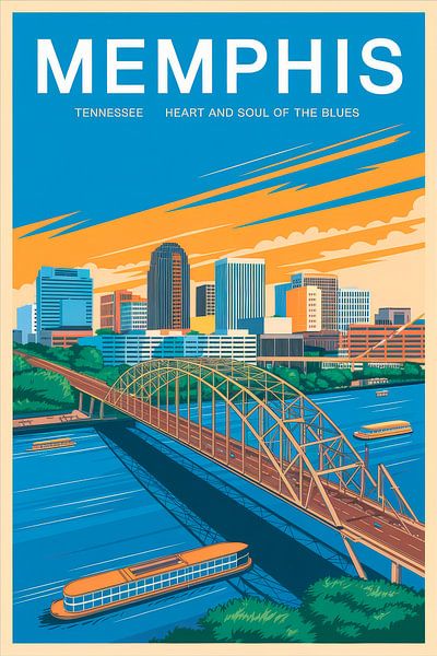 Memphis, Tennessee - Vintage Travel Poster