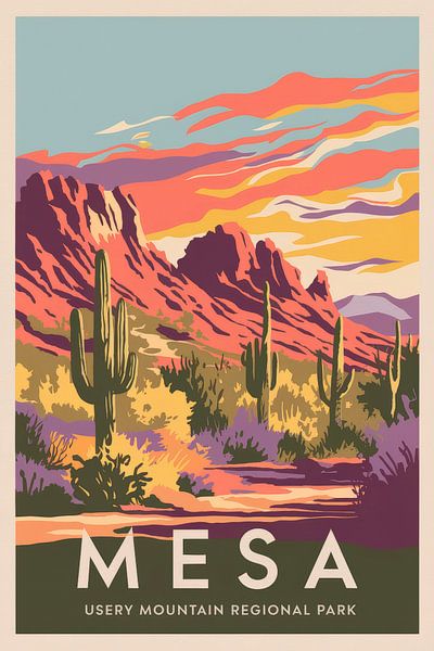 Mesa, Arizona Vintage Travel Poster