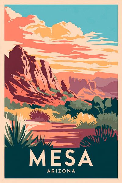 Mesa, Arizona Vintage Travel Poster