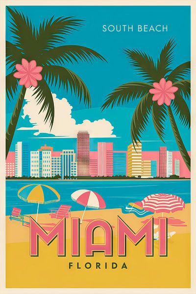 Miami, Florida Vintage Travel Poster