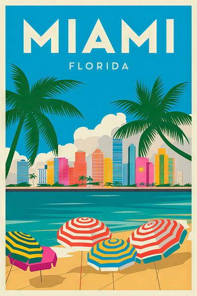 Miami, Florida Vintage Travel Poster