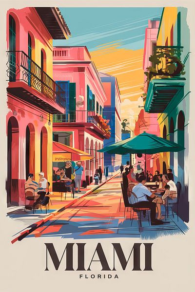 Miami, Florida Vintage Travel Poster