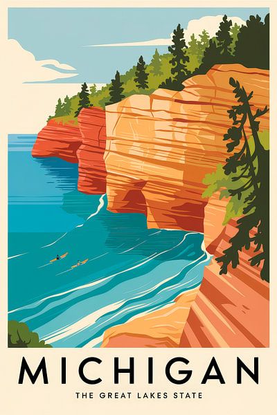 Michigan Vintage Travel Poster