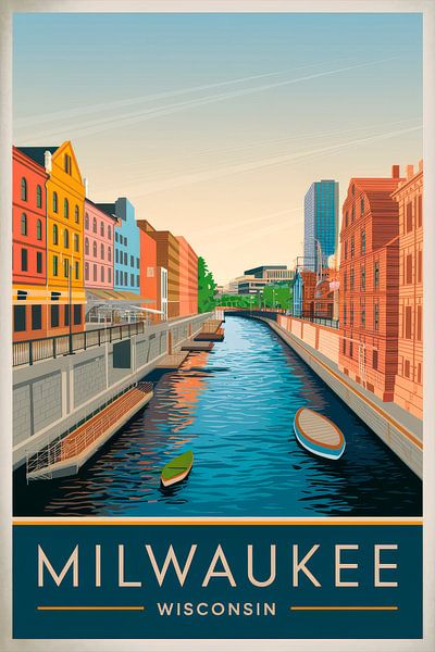 Milwaukee, Wisconsin Vintage Travel Poster