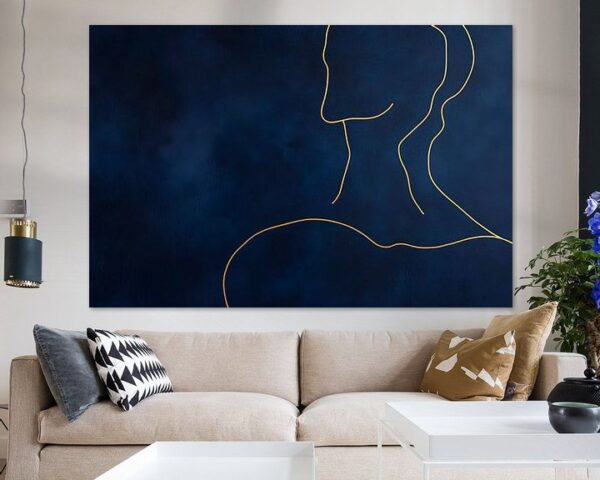 Minimalistisches Profil in Gold auf Blau