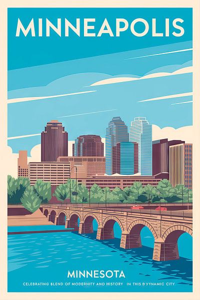 Minneapolis, Minnesota Vintage Travel Poster