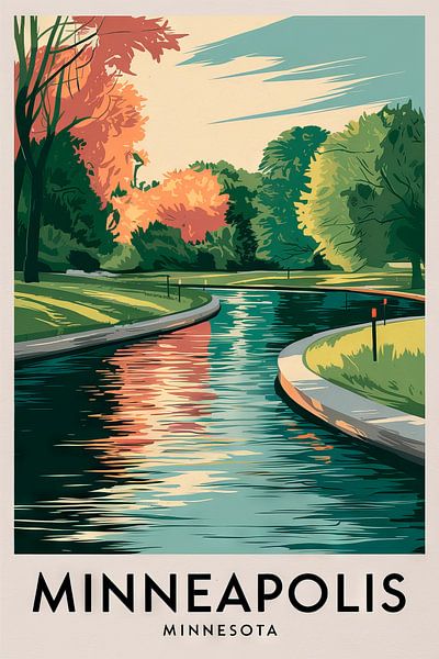 Minneapolis, Minnesota Vintage Travel Poster