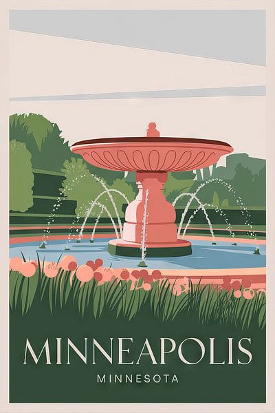 Minneapolis, Minnesota Vintage Travel Poster