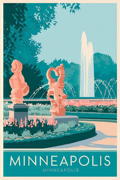 Minneapolis, Minnesota Vintage Travel Poster