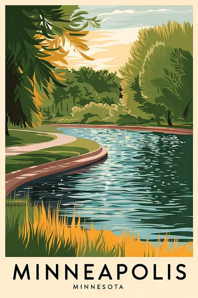 Minneapolis, Minnesota Vintage Travel Poster